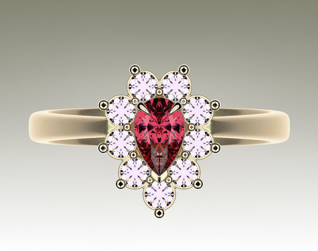 Ring Pear Halo 3D print model_3