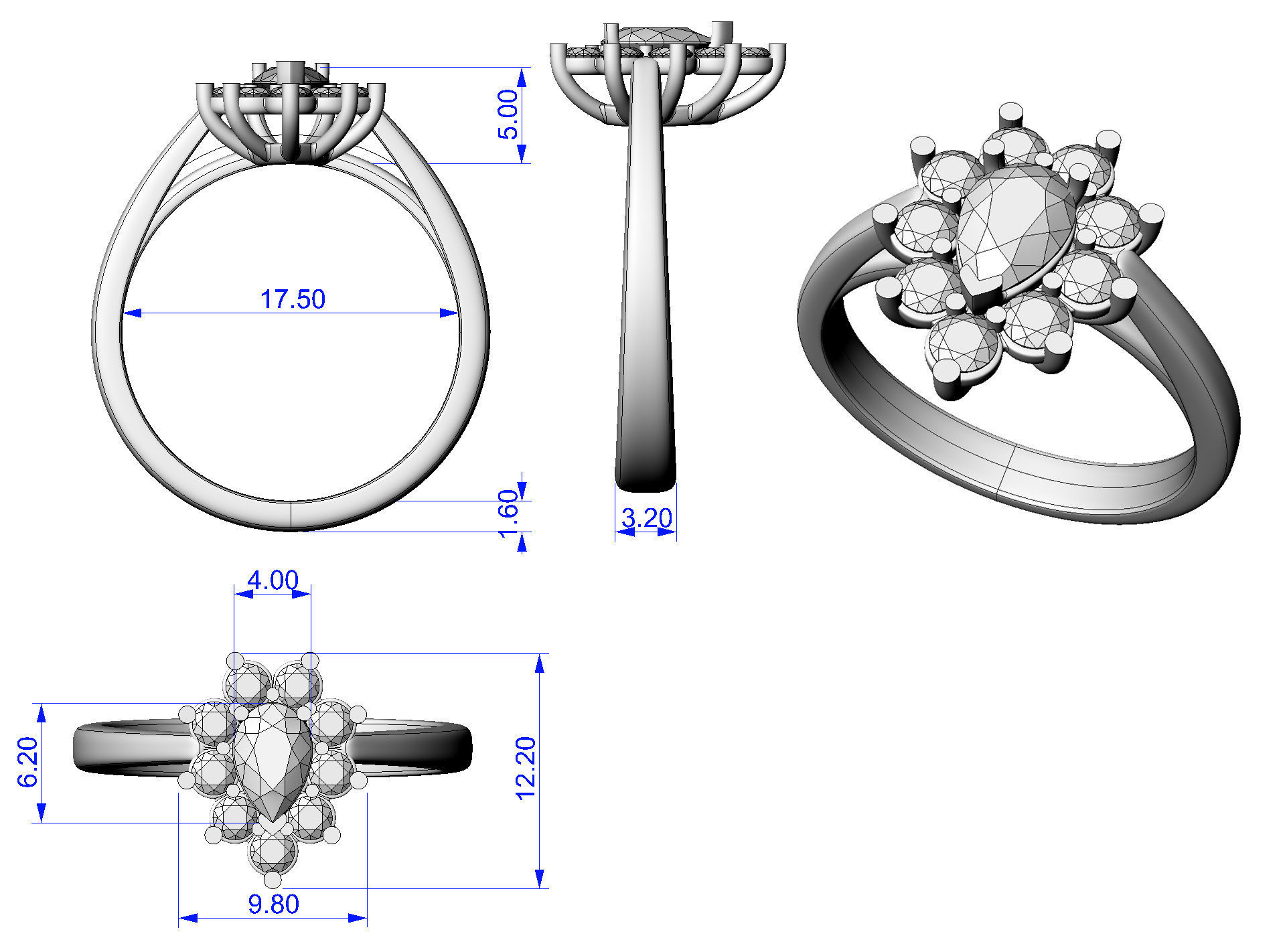 Ring Pear Halo 3D print model_9