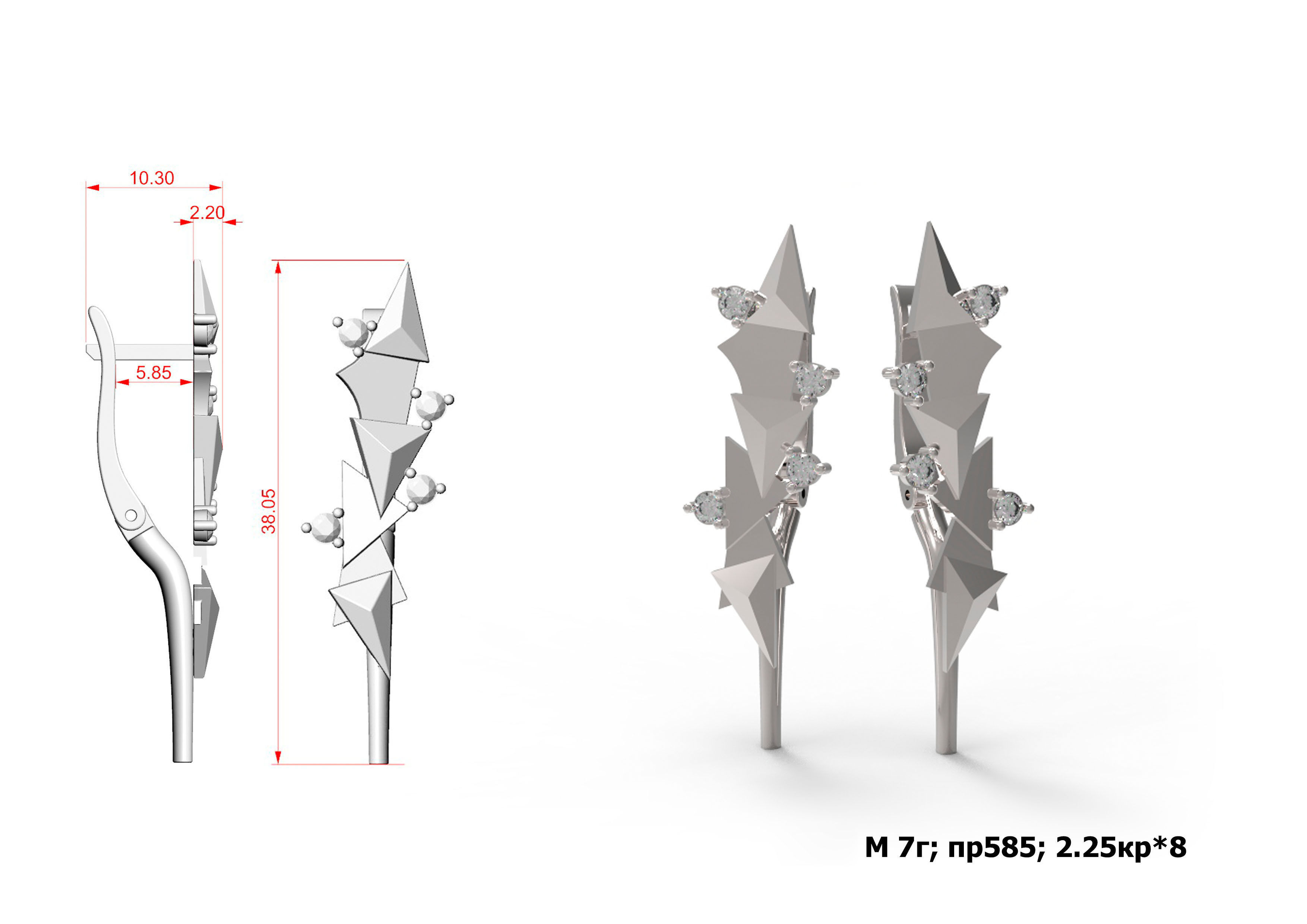 G0048 lightning bolt earrings 3D print model_1
