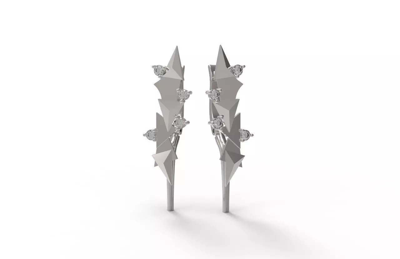 G0048 lightning bolt earrings 3D print model_0
