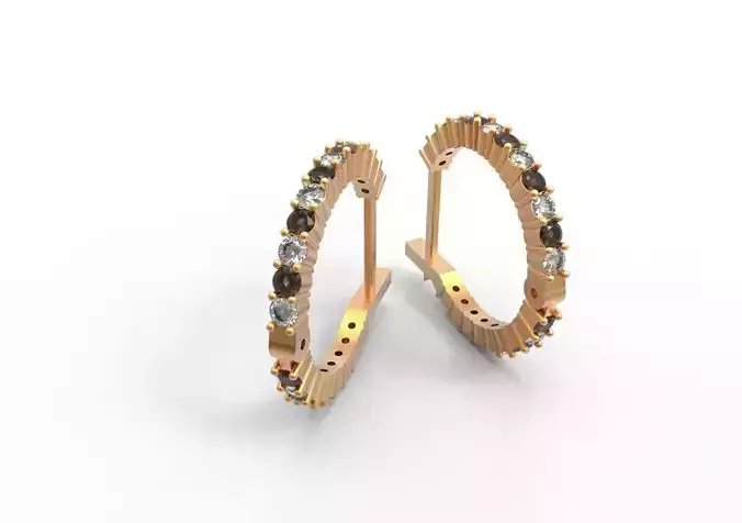 G0046 two gold hoop earrings with diamonds