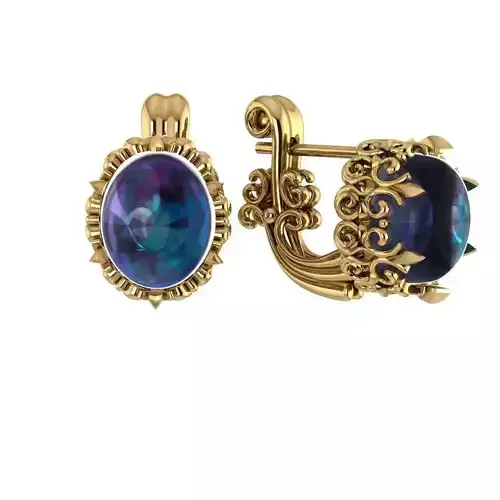 G0044 pair of gold earrings with stones