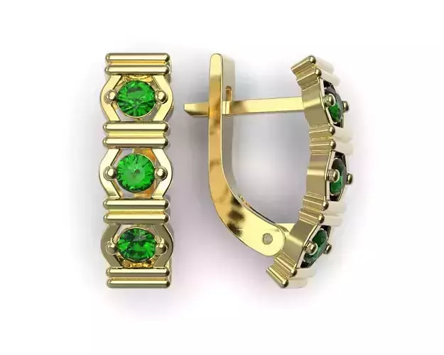 G0041 two emerald earrings gold