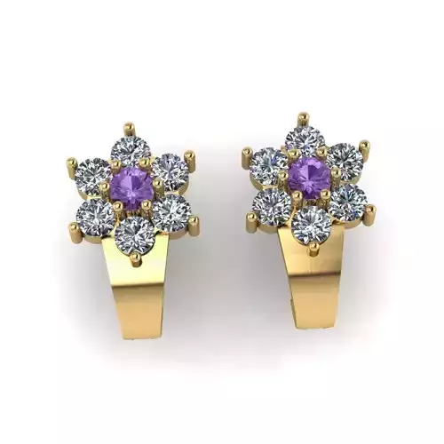 G0039 amethyst flower stud earrings