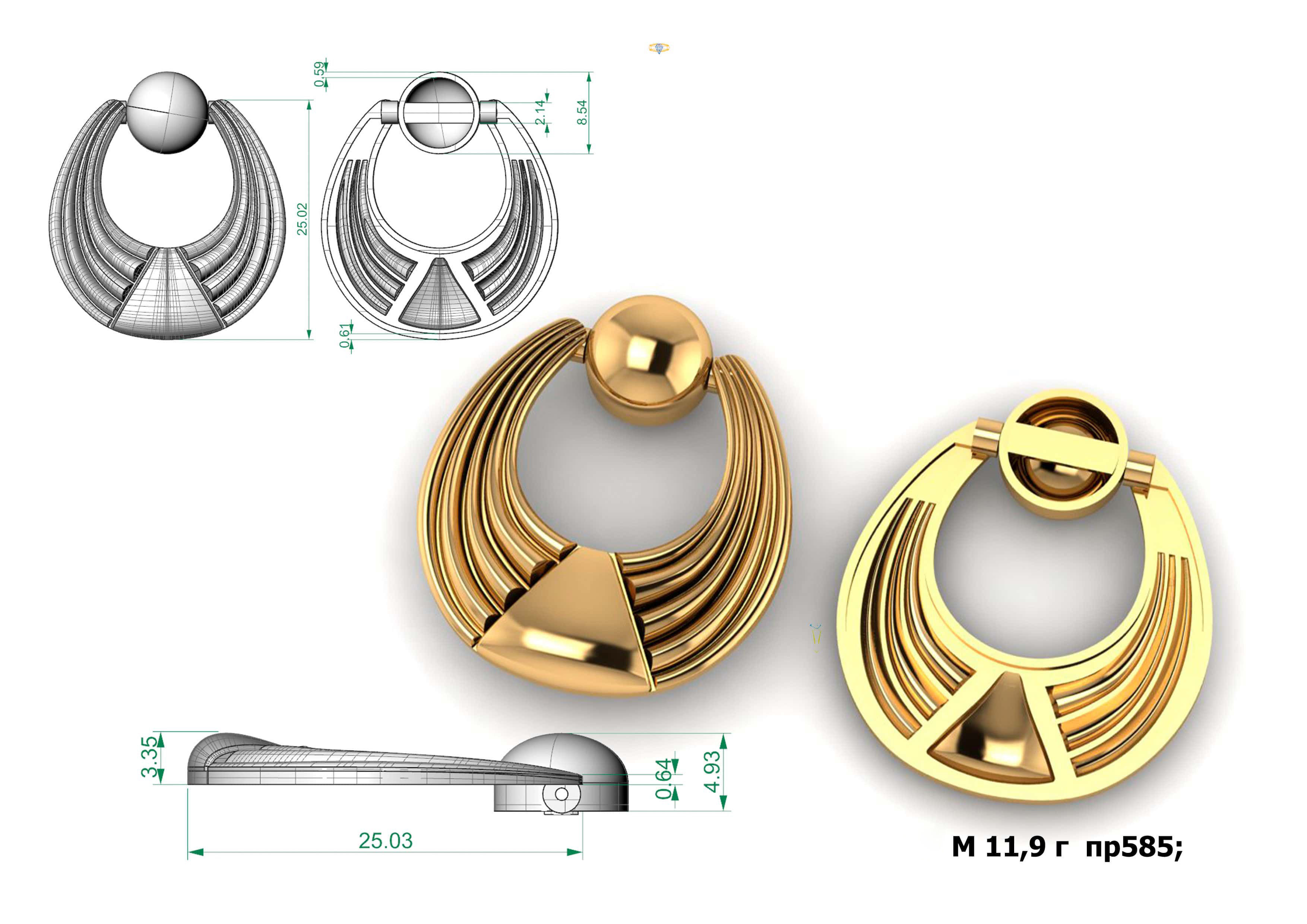 G0037 egyptian earrings gold 3D print model_1