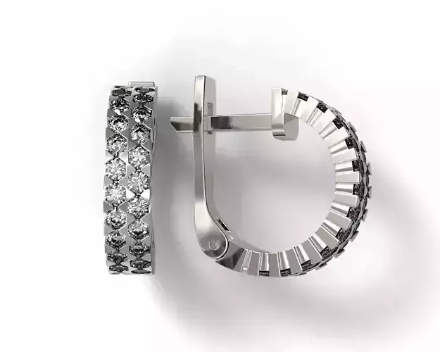 G0031 two silver hoop earrings with diamonds