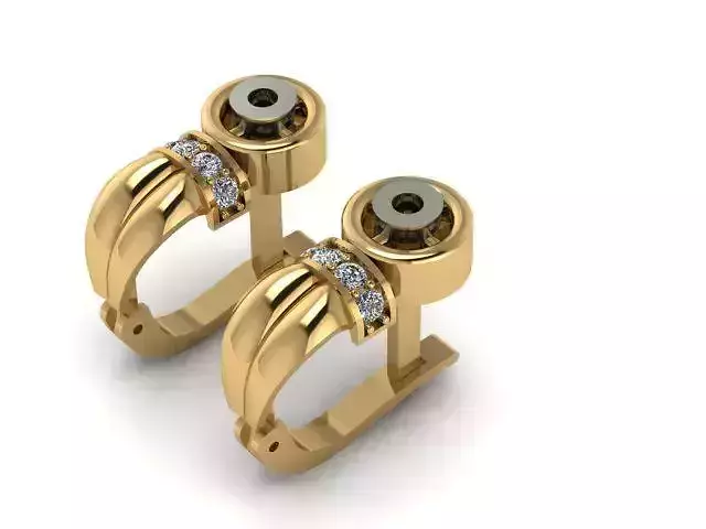 G0028 pair of gold earrings with diamonds