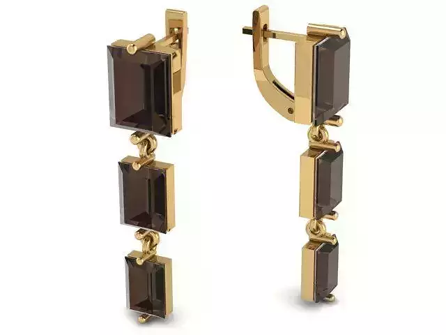 G0027 smoky quartz drop earrings gold