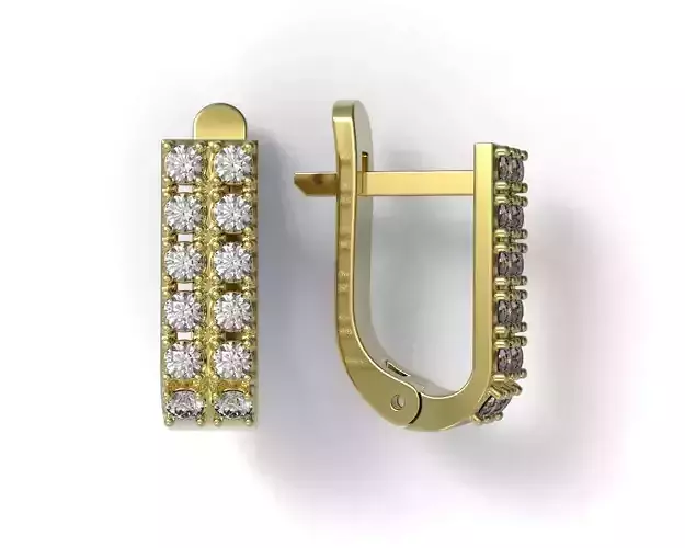 G0026 pair of gold earrings with diamonds
