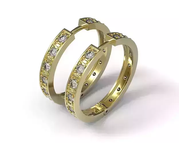 G0025 two gold hoop earrings with diamonds