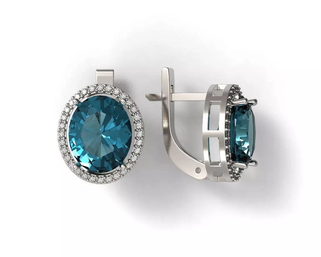G0023 pair of earrings with topaz and diamonds 3D print model_0