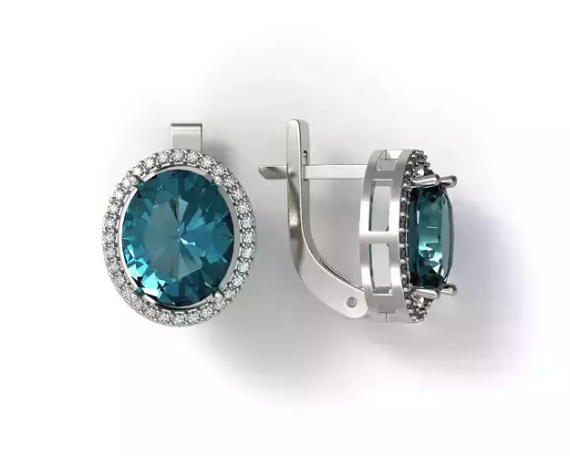 G0023 pair of earrings with topaz and diamonds