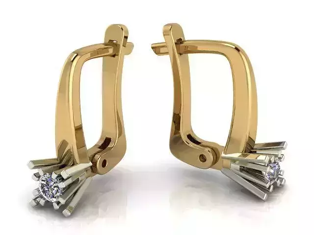 G0022 pair of gold earrings with diamonds