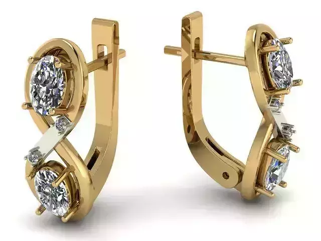 G0019 pair of gold earrings with diamonds
