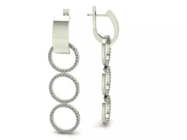 G0016 gold diamond hoop earrings 3D print model_0