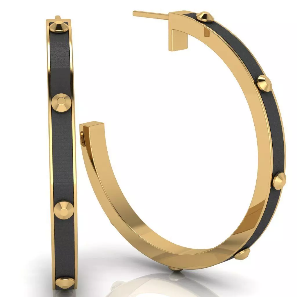 G0015 gold studded hoop earrings 3D print model_0