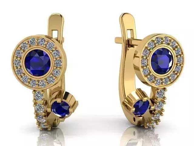 G0013 sapphire and diamond earrings gold