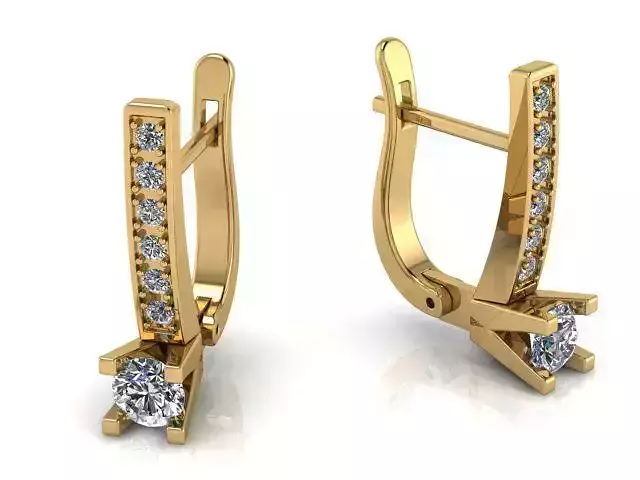 G0011 pair of gold earrings with diamonds