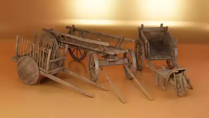 Low Poly Medieval Carts