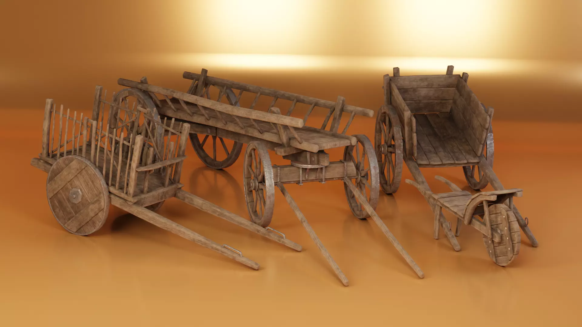 Low Poly Medieval Carts Low-poly 3D model_0