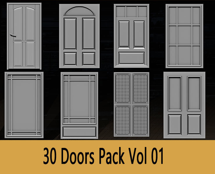 30 Doors Pack Vol 01 Low-poly 3D model_3
