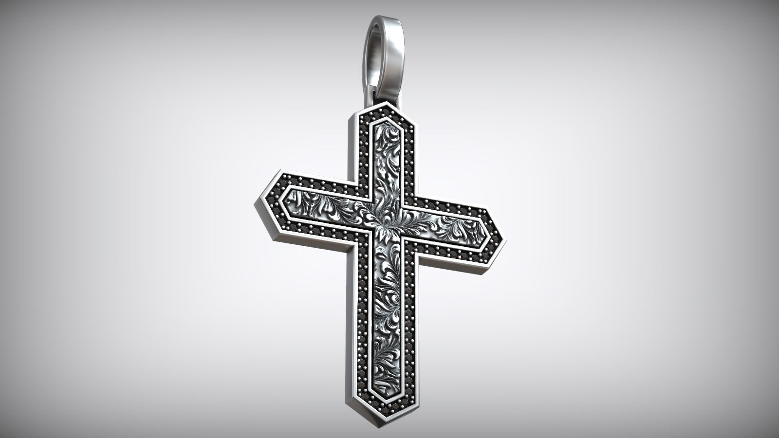 Royal Knight Diamond Floral Ornament Cross 3D print model_4
