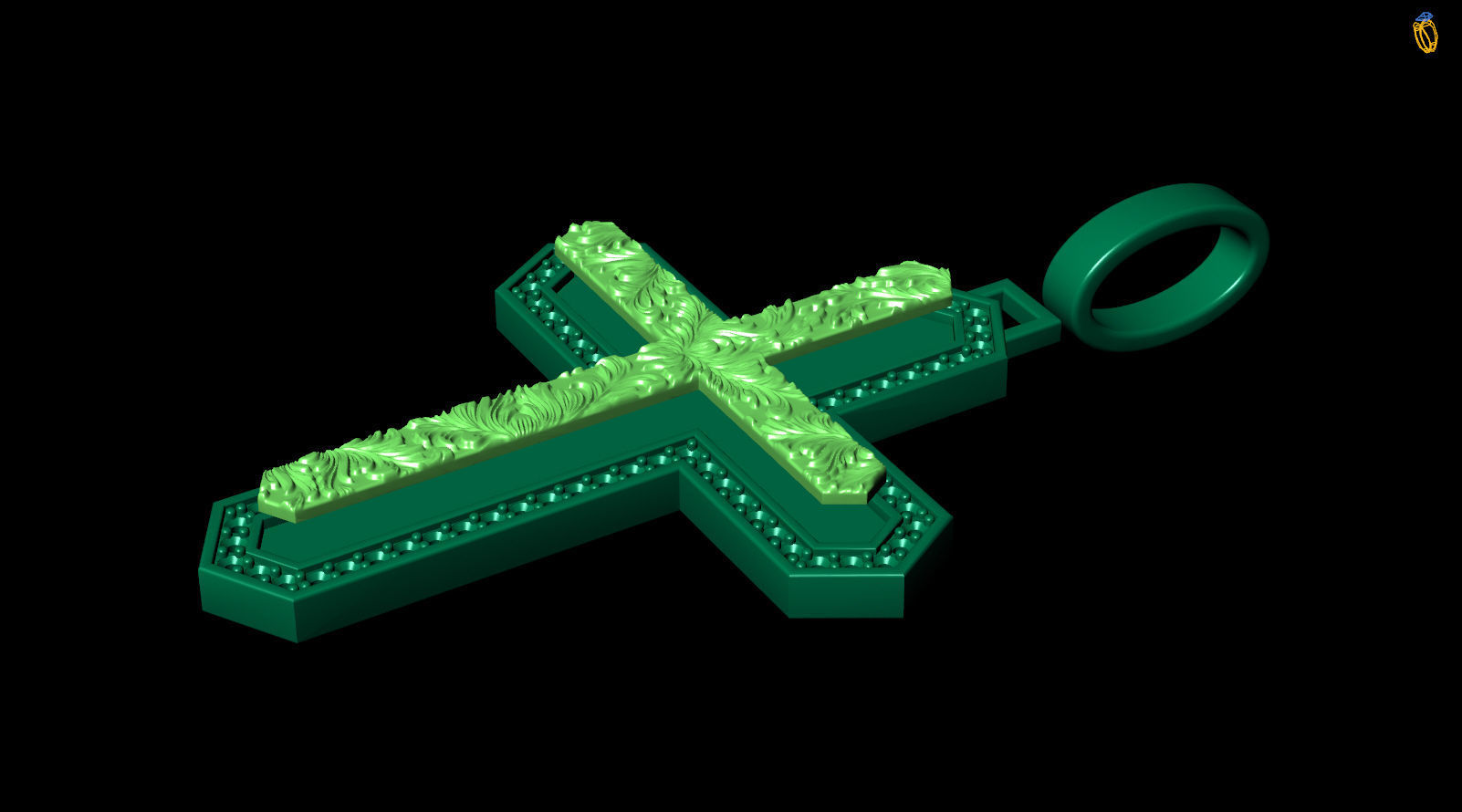 Royal Knight Diamond Floral Ornament Cross 3D print model_8