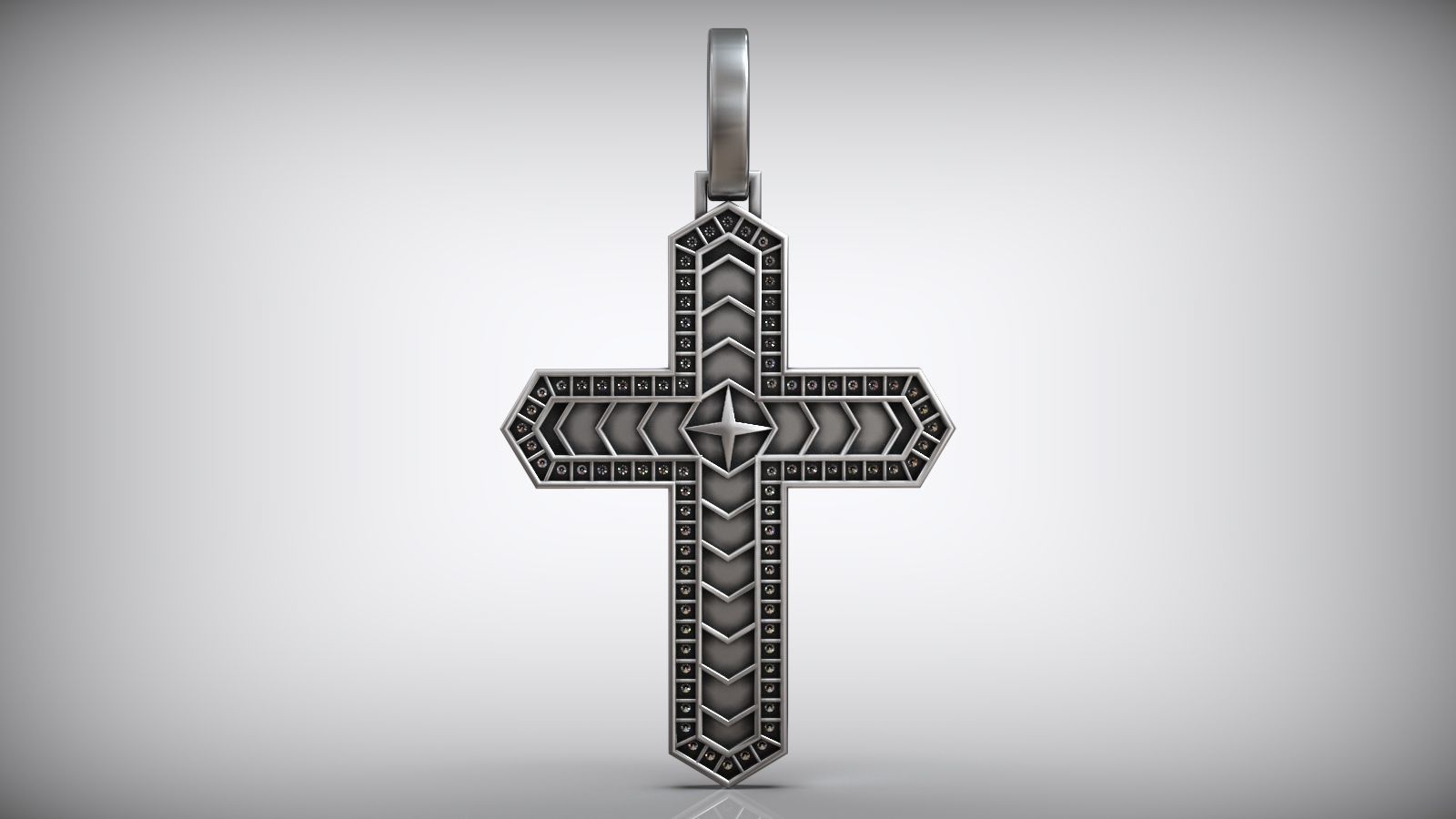 Royal Knight Diamond Floral Ornament Cross 3D print model_6