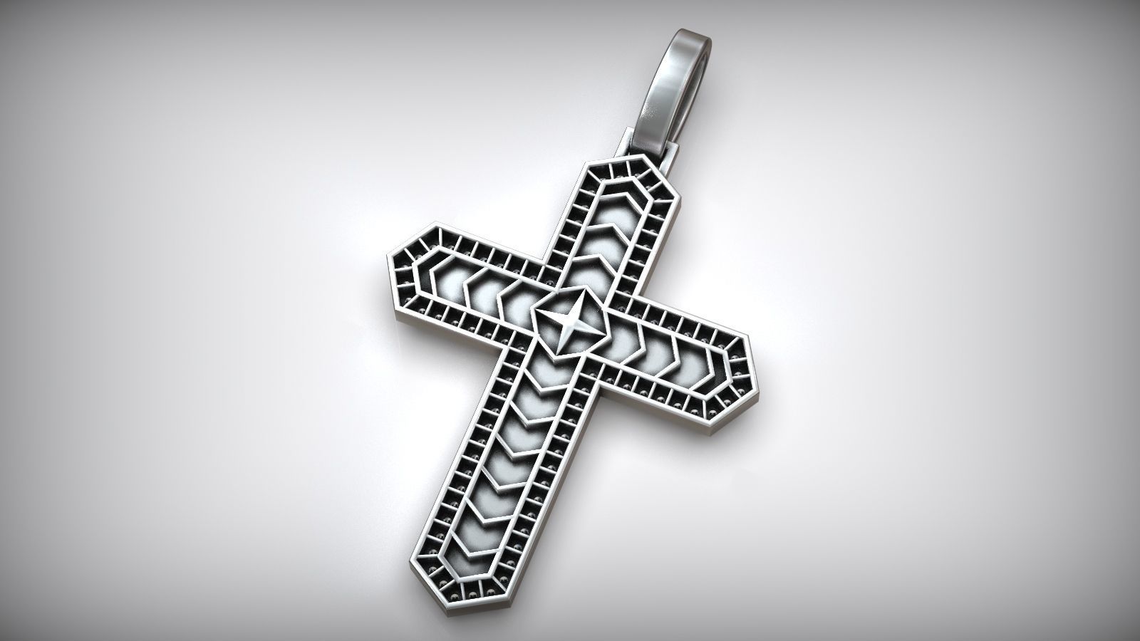 Royal Knight Diamond Floral Ornament Cross 3D print model_1