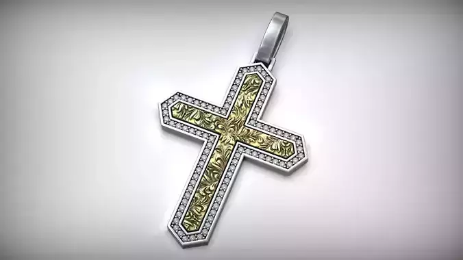 Royal Knight Diamond Floral Ornament Cross 3D print model