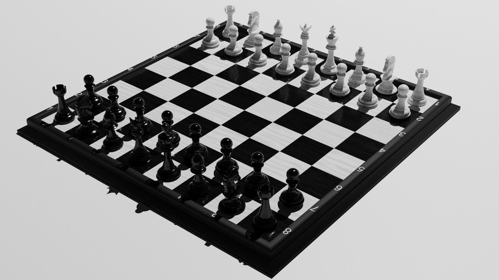 Chess Set board with pieces 3D model_4