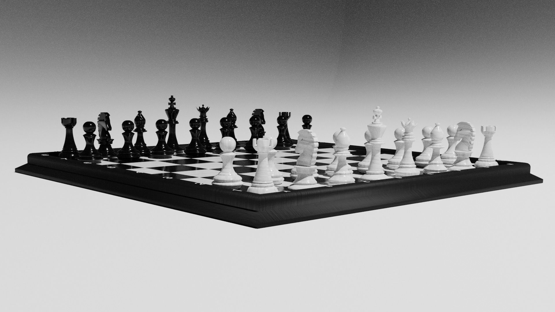 Chess Set board with pieces 3D model_25