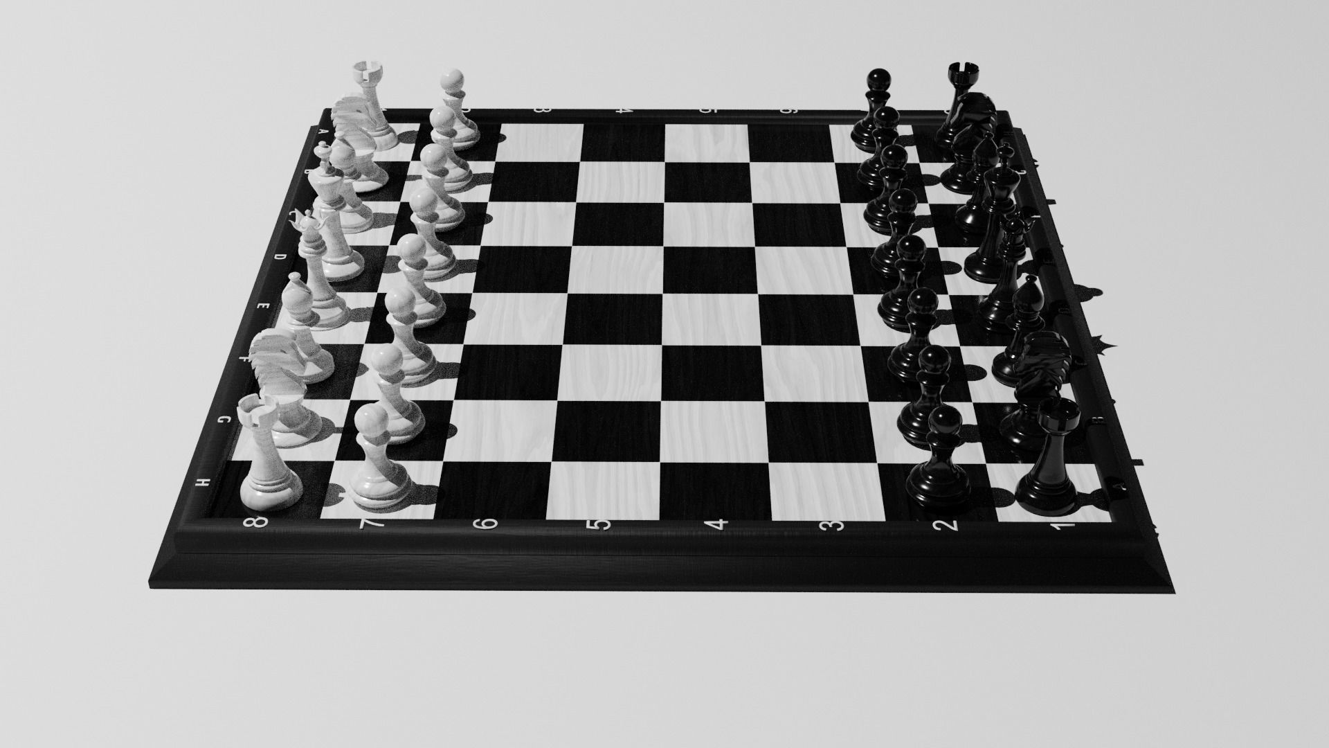 Chess Set board with pieces 3D model_1