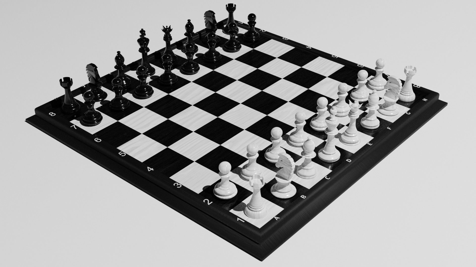 Chess Set board with pieces 3D model_6