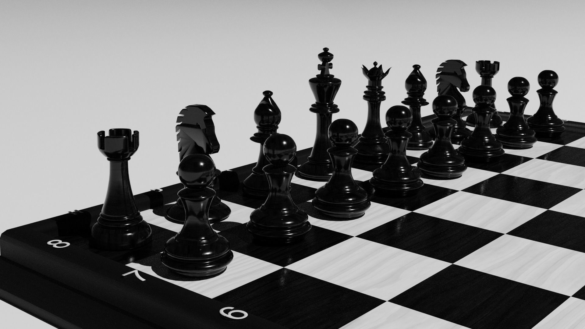 Chess Set board with pieces 3D model_29