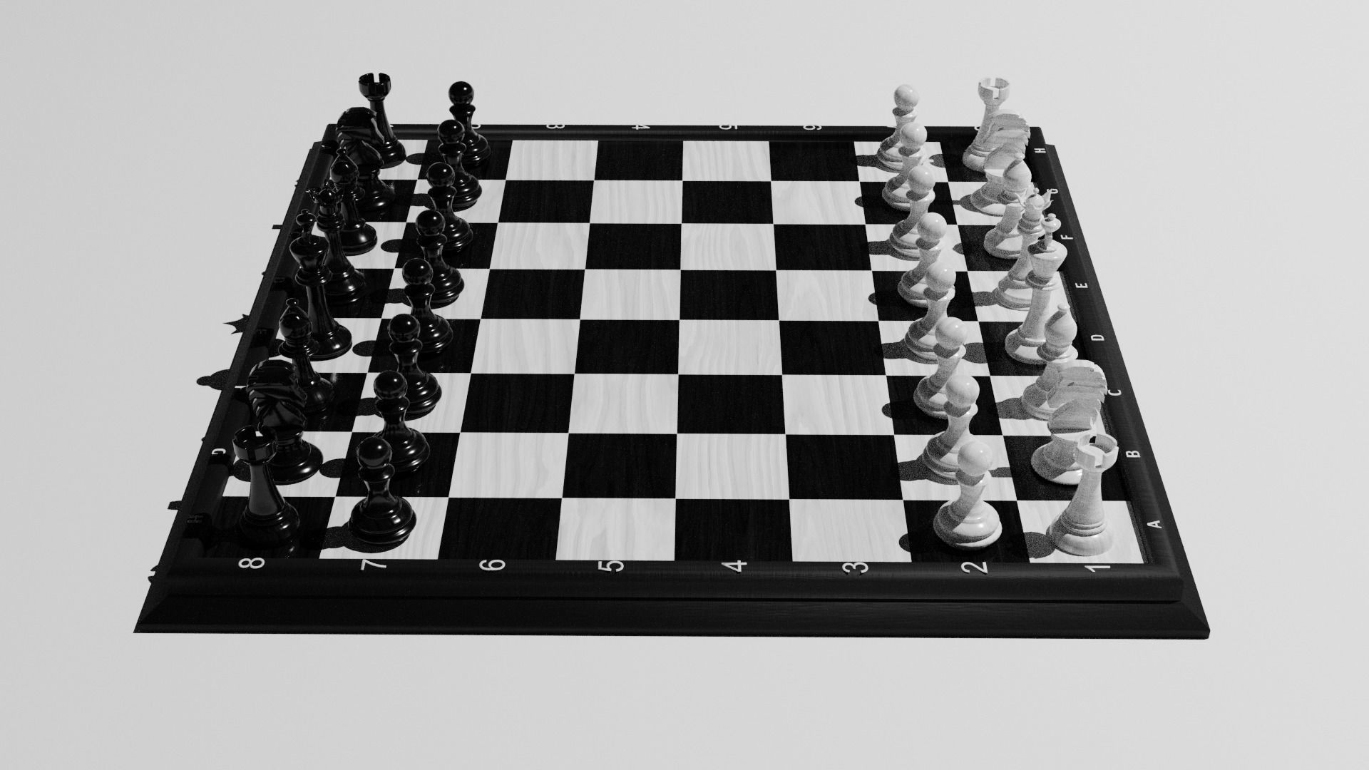 Chess Set board with pieces 3D model_5