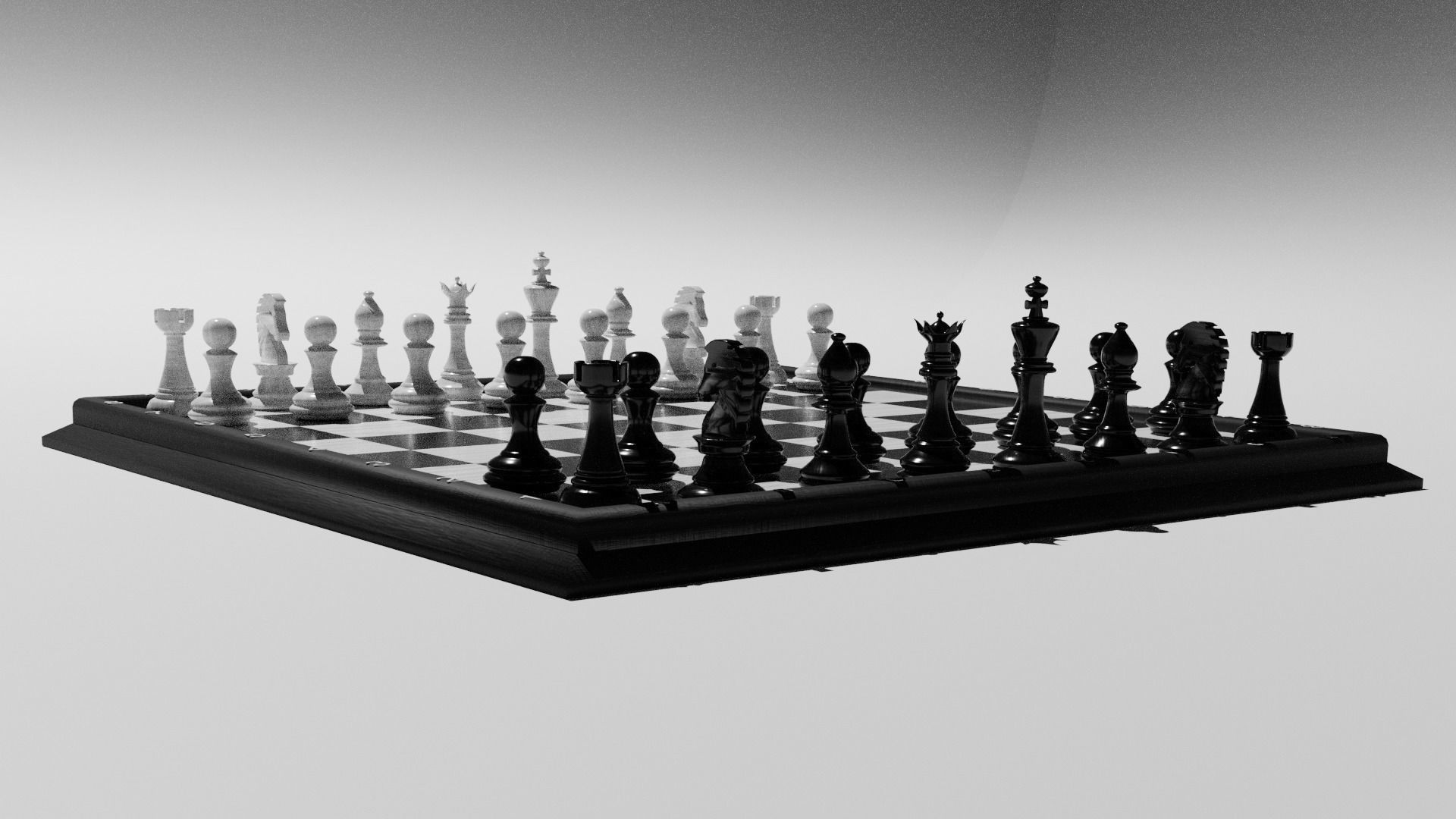Chess Set board with pieces 3D model_21