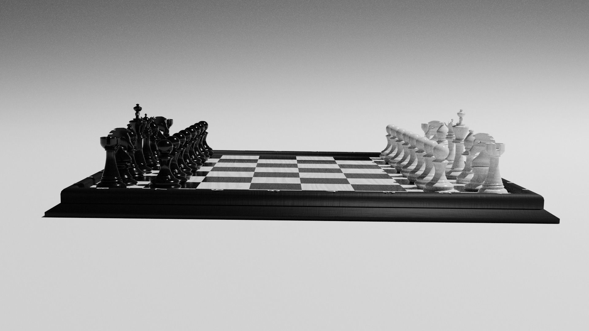 Chess Set board with pieces 3D model_24