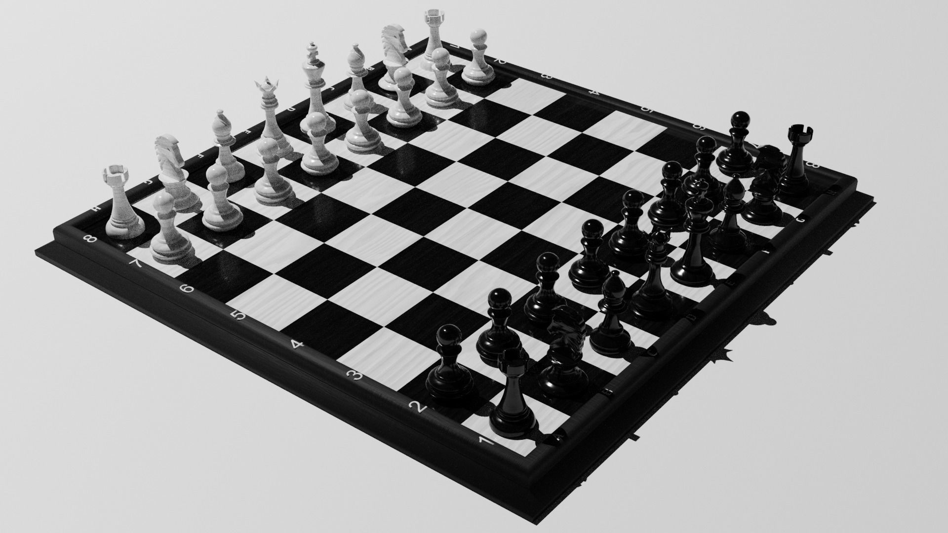Chess Set board with pieces 3D model_2