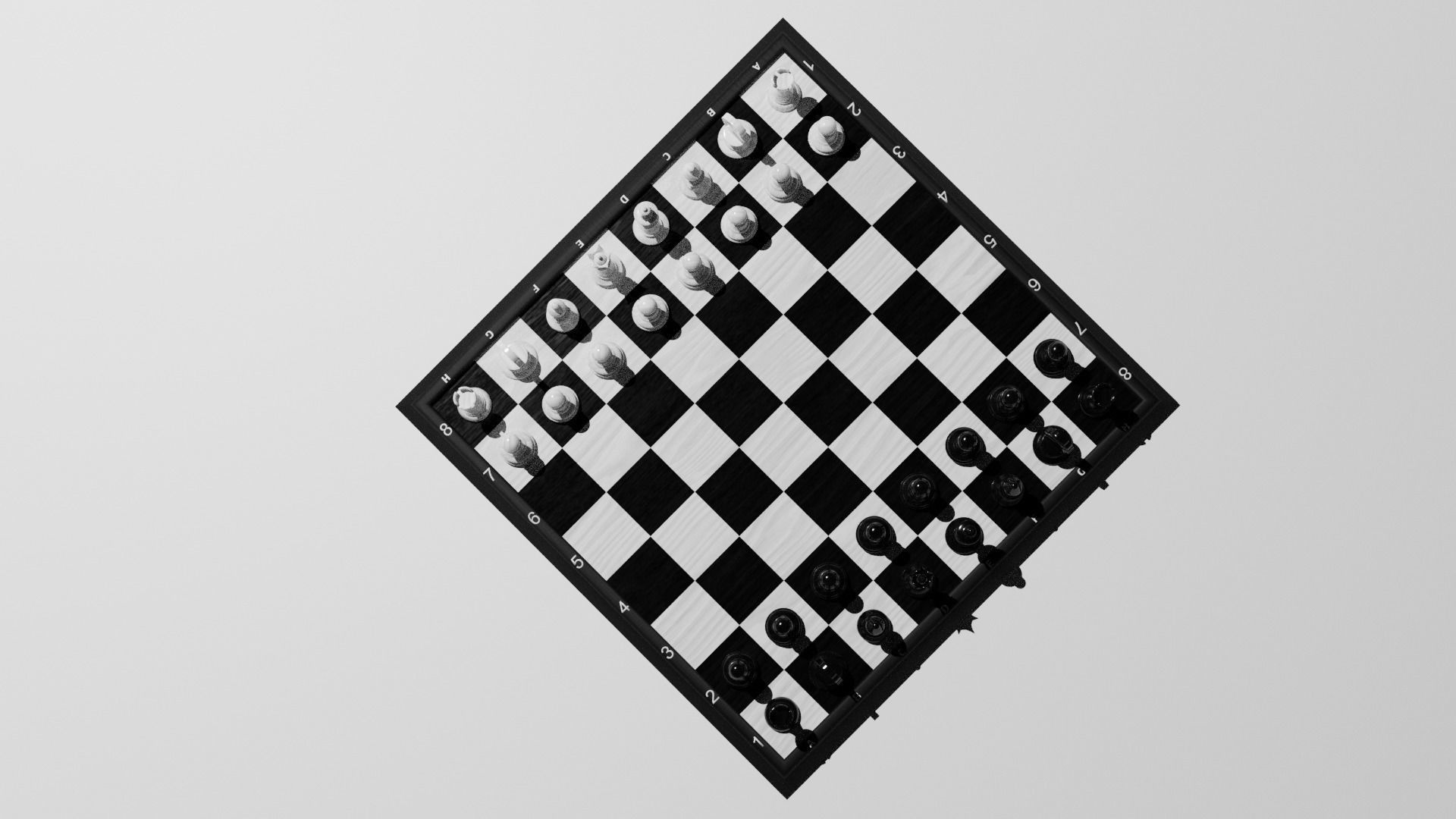 Chess Set board with pieces 3D model_12