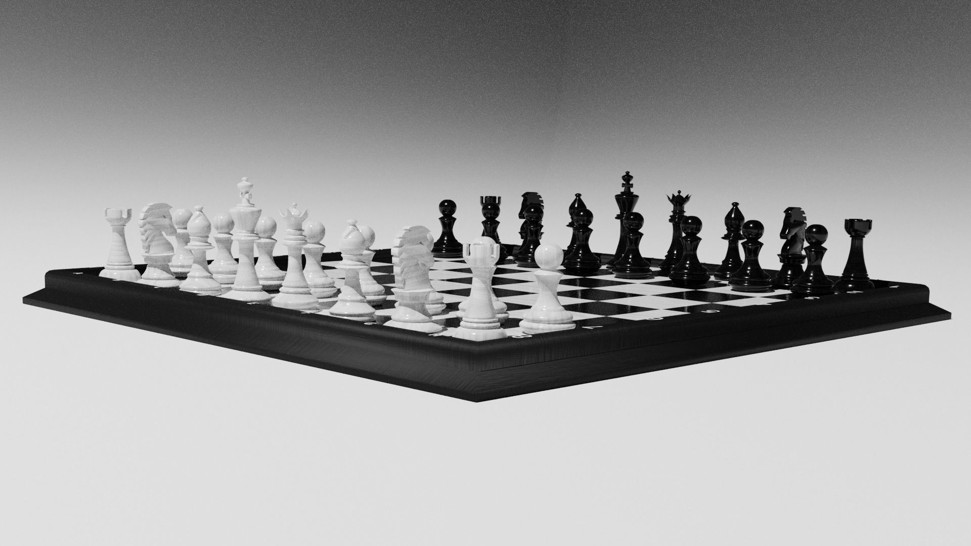 Chess Set board with pieces 3D model_19