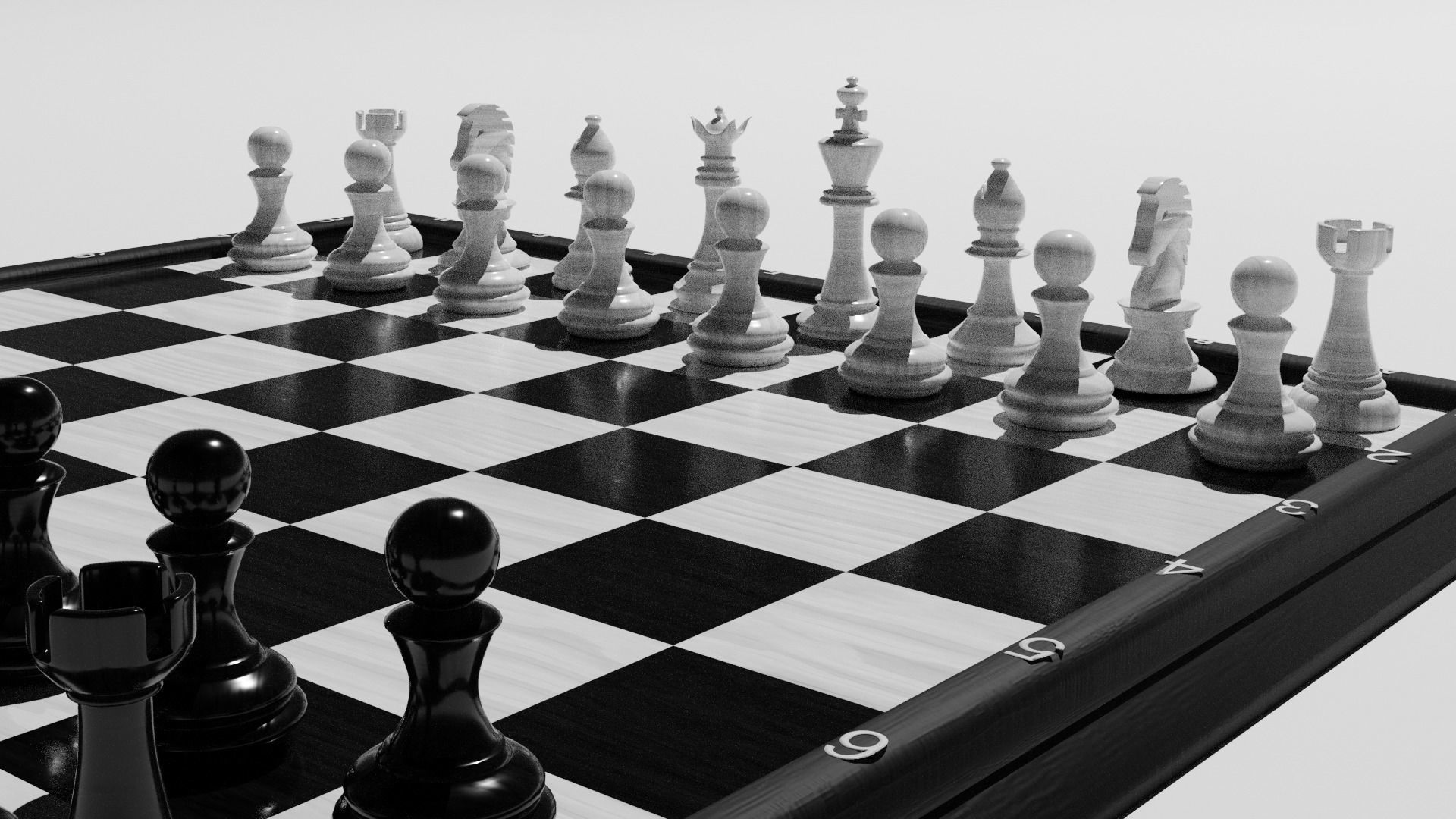 Chess Set board with pieces 3D model_28