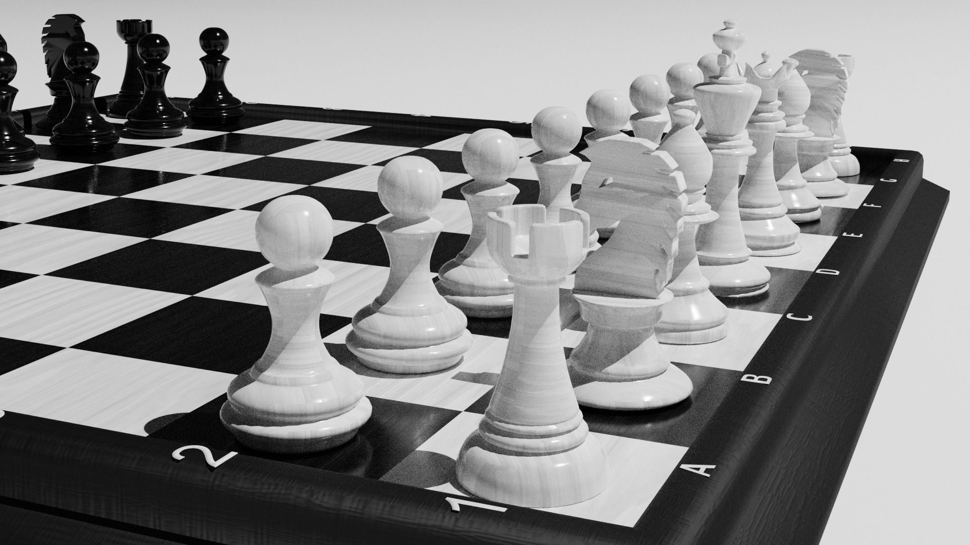 Chess Set board with pieces 3D model_27