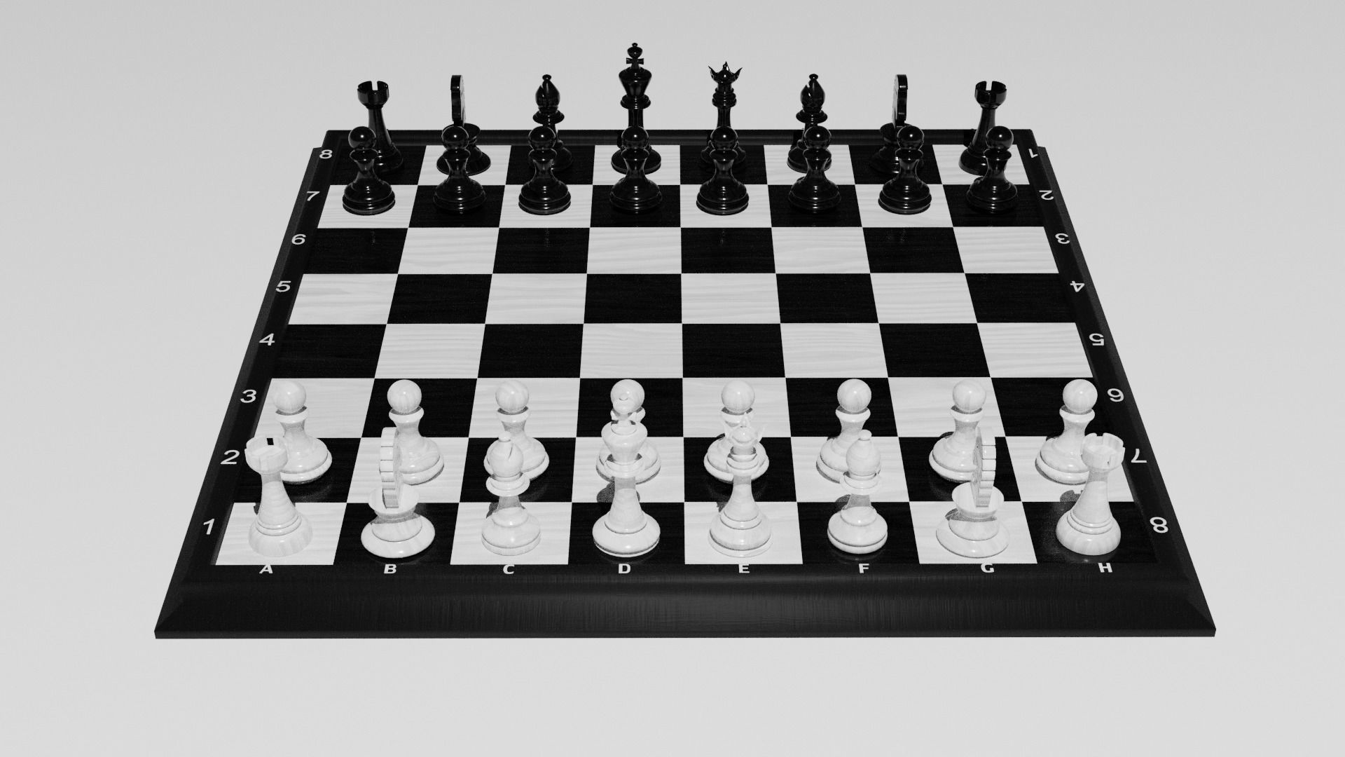 Chess Set board with pieces 3D model_7