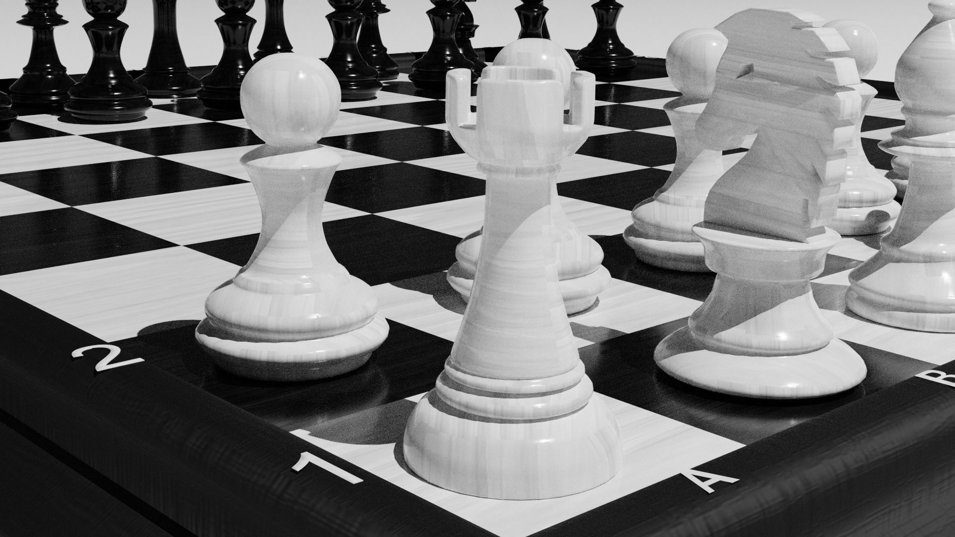 Chess Set board with pieces 3D model_26