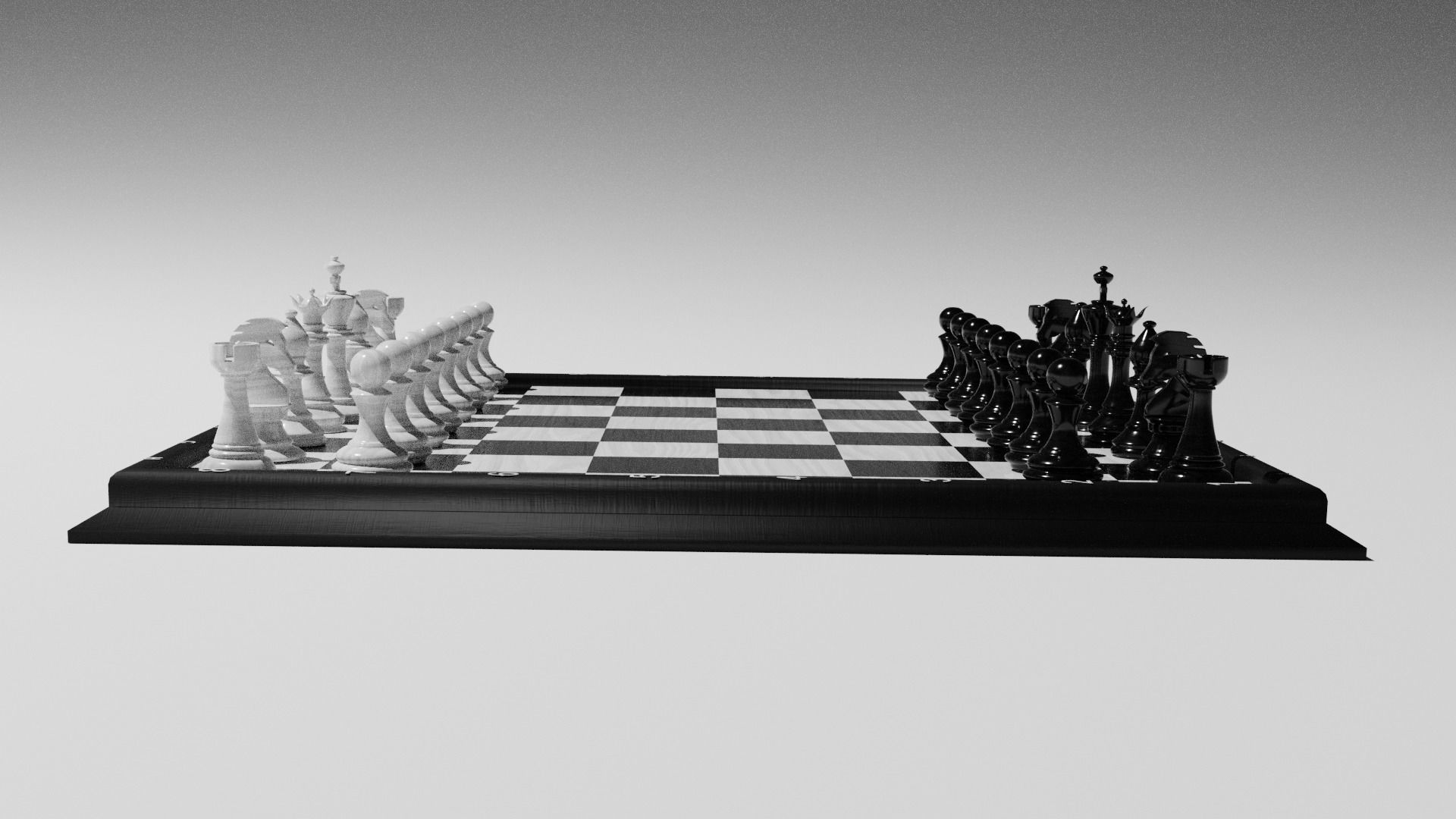 Chess Set board with pieces 3D model_20