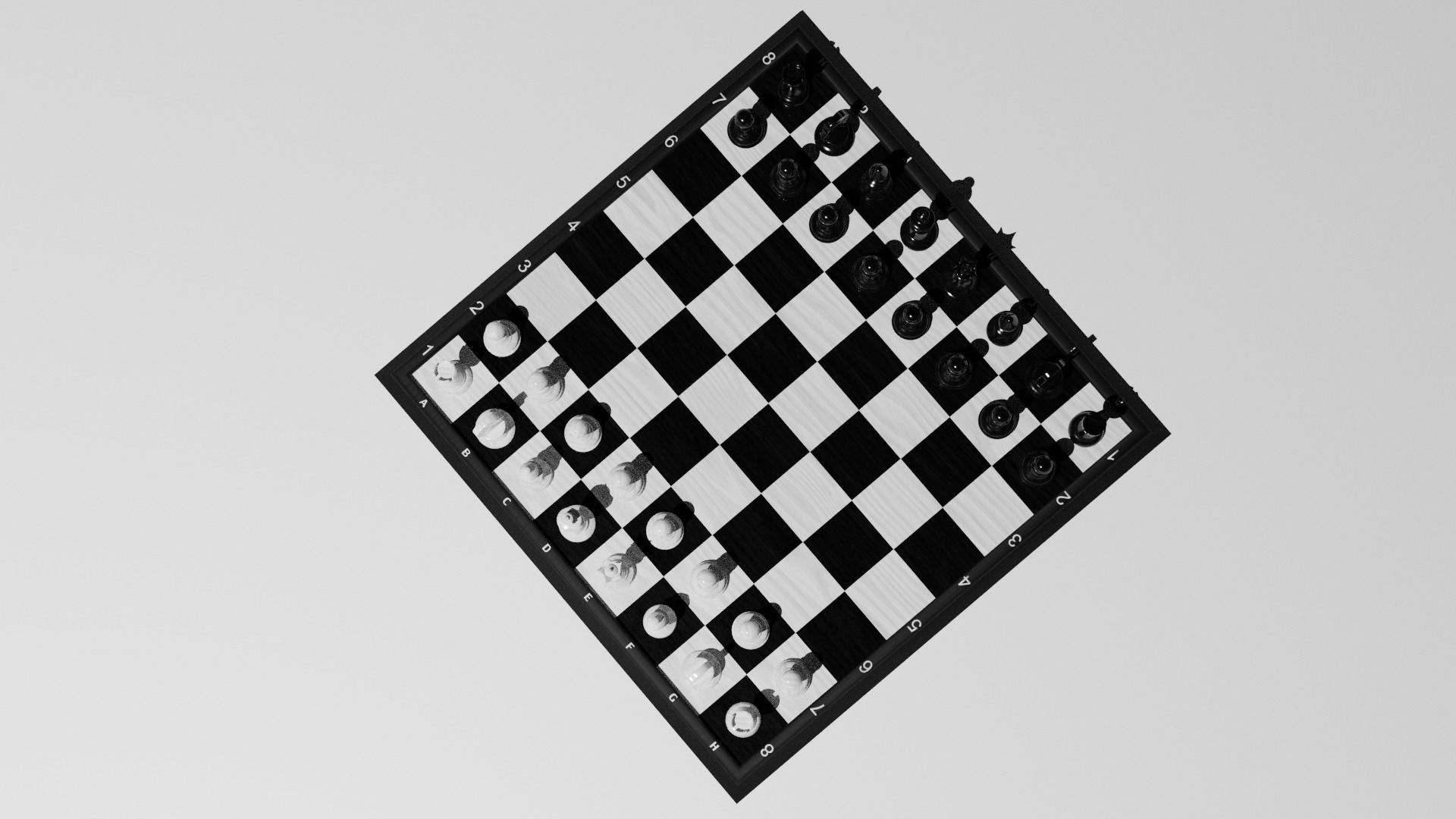 Chess Set board with pieces 3D model_9