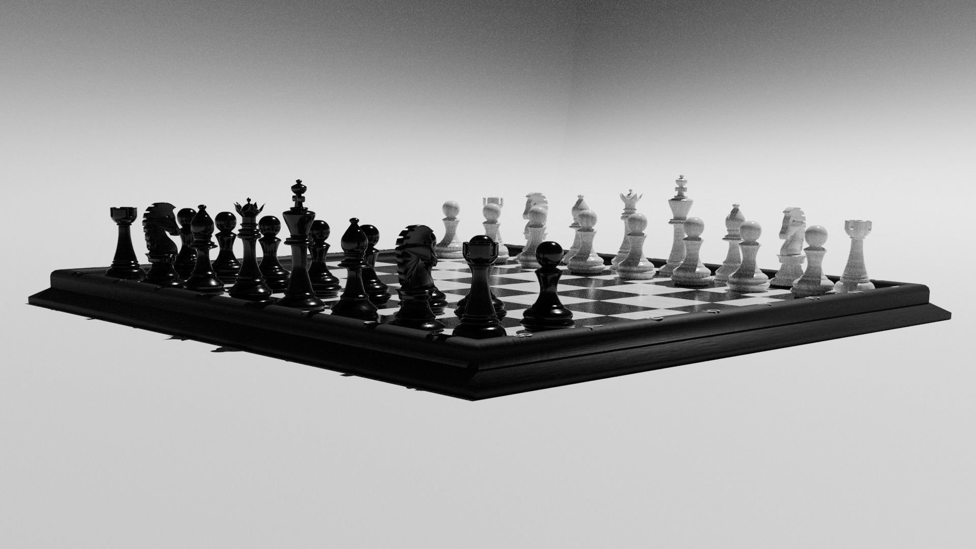 Chess Set board with pieces 3D model_23