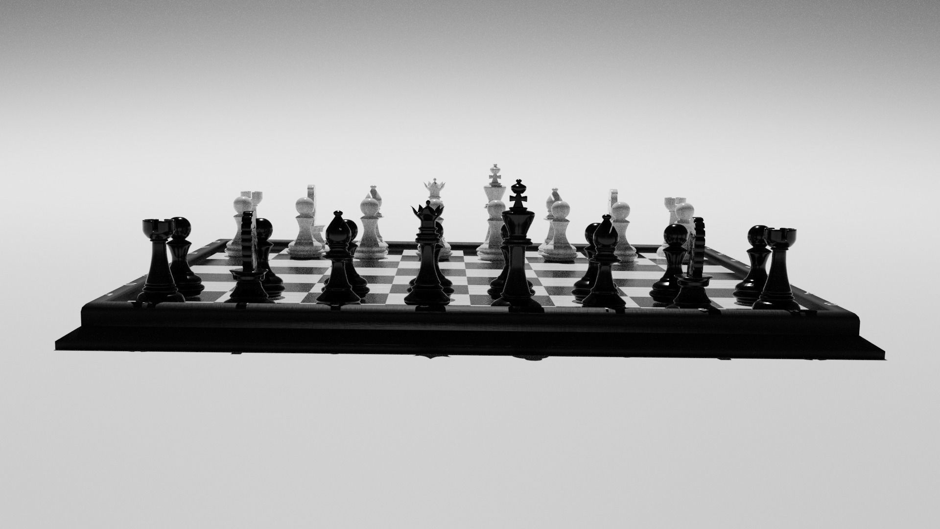 Chess Set board with pieces 3D model_22