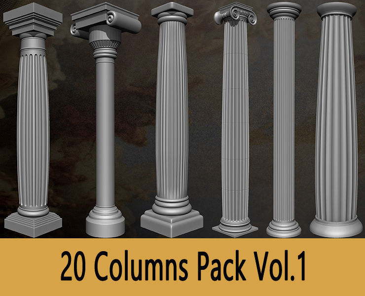 20 Columns Pack Vol 01 Low-poly 3D model_8